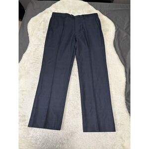 J Hilburn‎ Blue Plaid Dress Straight Pants Men's 38x32 100% Wool